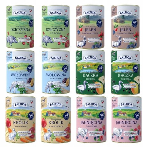 BALTICA PUSZKI MIX WSZYSTKICH SMAKÓW JAGNIĘCINA DZICZYZNA KRÓLIK 12x400
