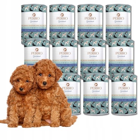 Perro Gourmet Monobiałkowa Karma Mokra Konina z Cukinią Junior 12X400g dla