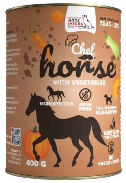 SYTA MICHA CHEF HORSE Karma Mokra Konina z warzywami 400g 72,6% MIĘSA
