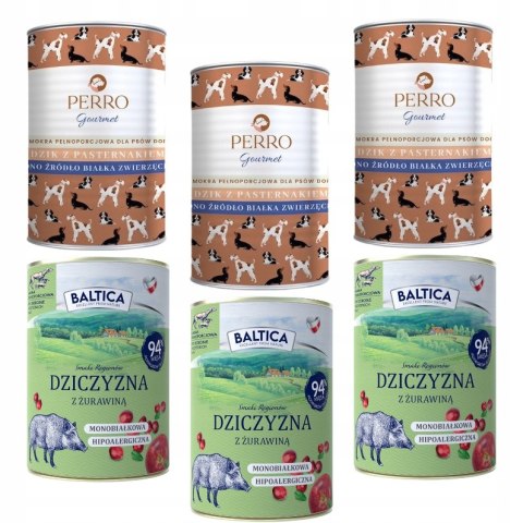 PERRO ZESTAW 6X400 DZIK Z PASTERNAKIEM BALTICA DZICZYZNA MONOBIAŁKOWA
