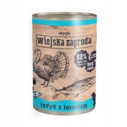 Wiejska Zagroda dla Kota ZESTAW 12x400g INDYK Z ŁOSOSIEM