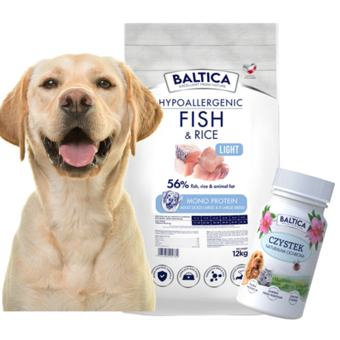 Baltica FISH&RICE 12KG RASY DUŻE KARMA LIGHT DIETETYCZNA XL