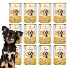 VetPrime Monoprotein INDYK -12x400 Karma Mokra dla Psów Dorosłych 400g