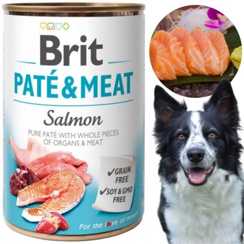 BRIT PATE MEAT SALMON MOKRA KARMA DLA PSA Z ŁOSOSIEM PUSZKA 400G