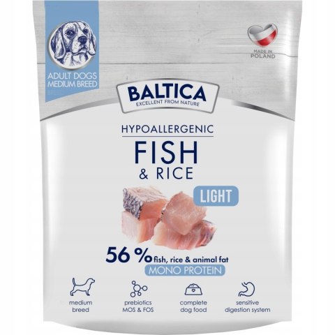 Baltica Adult Fish&Rice Light M 1kg Karma dietetyczna na średnich ras