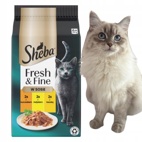 Sheba Fresh & Fine Saszetki 6x50g Mokra Karma Dla Kota W Sosie Mix 3 Smaków