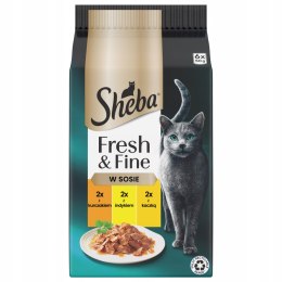 Sheba Fresh & Fine Saszetki 6x50g Mokra Karma Dla Kota W Sosie Mix 3 Smaków