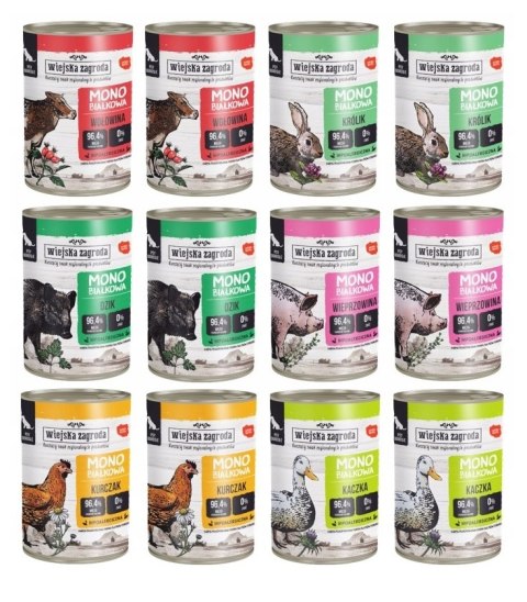 Wiejsjka Zagroda Mix MONO (królik) smaków dla psa dorosłego 12X400