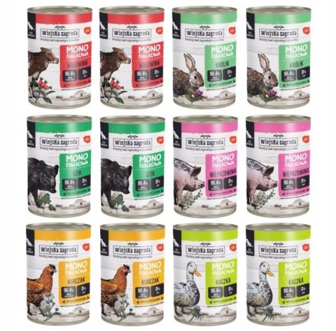 Wiejsjka Zagroda Mix MONO (królik) smaków dla psa dorosłego 12X400