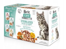 ZESTAW 4 BOXY Brit Care Cat FG Flavour GRAVY & STERILIZED Box POUCH 12x85g