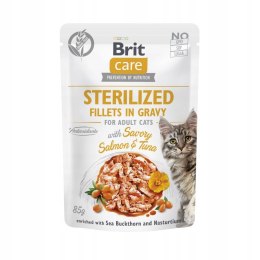 BRIT CARE CAT FILLETS GRAVY STERILIZED SALMON&TUNA POUCH 85g