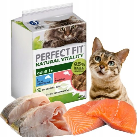 PERFECT FIT NATURAL VITALITY 6x50g MOKRA KARMA DLA KOTA Z RYBĄ W SOSIE