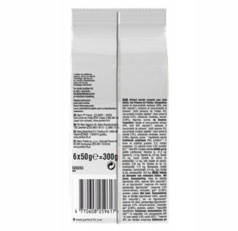 PERFECT FIT NATURAL VITALITY 6x50g MOKRA KARMA DLA KOTA Z RYBĄ W SOSIE