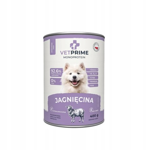 VetPrime Monoprotein Jagnięcina - Karma Mokra dla Psów Dorosłych 400g