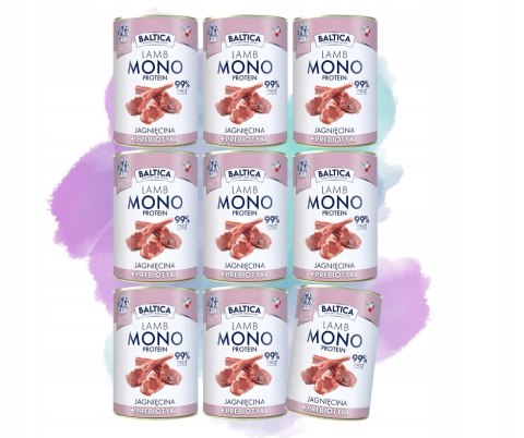 BALTICA LAMB & PREBIOTICS MONOBIAŁKOWA KARMA Zestaw 9x 400g jagnięcina