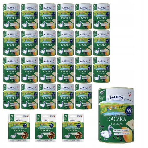 Baltica Kaczka z Gruszką 24x400 MEGA ZESTAW puszki + smaczki