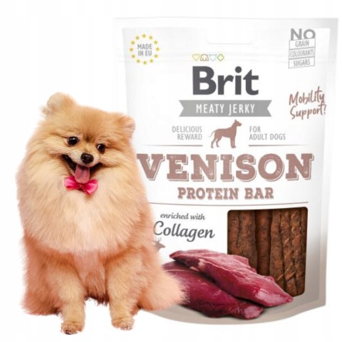 Brit Jerky Venison COLLAGEN Protein bar 80g Suszone przysmaki dla psa Dzik