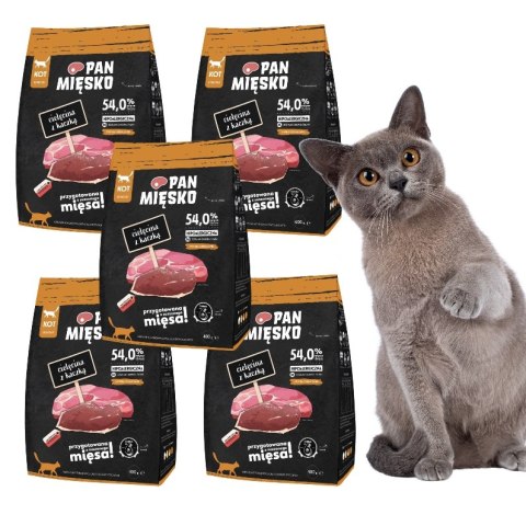 PAN MIĘSKO Zestaw Cielęcina z kaczką sucha karma 5x400g