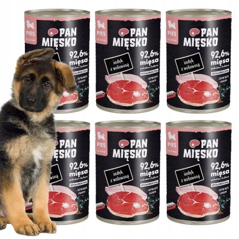 Pan Mięsko Indyk z wołowiną PUPPY 6X400 Zestaw Puszki SZCZENIAK