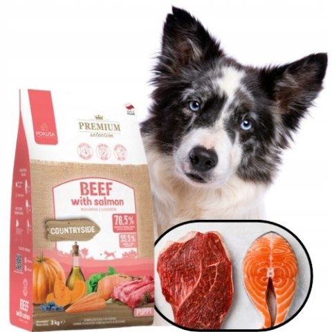 Pokusa BEEF PUPPY & SALMON 3 kg SZCZENIAK