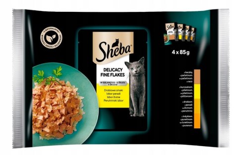 Sheba Delicacy Drobiowe smaki w Galaretce 4x85g pyszne saszetki dla kota
