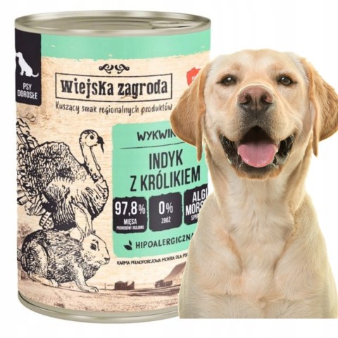 Wiejska Zagroda Indyk z królikiem 400g Wywkintna Hipoalericzna