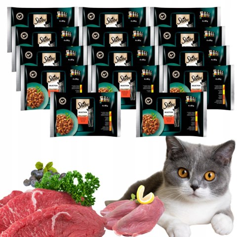 14xSheba Saszetki Selection Soczyste Smaki Kurczak wołowina jagnięcina 4x85