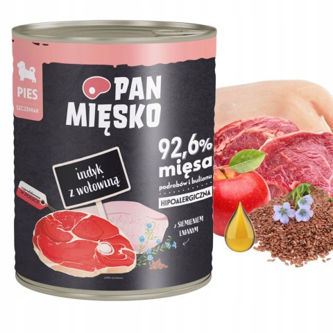 Pan Mięsko Indyk z wołowiną 800G SZCZENIAK