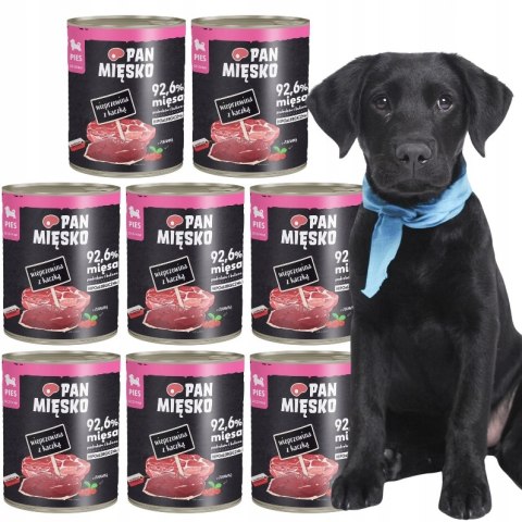 Pan Mięsko Wieprzowina z kaczką 8x800g Szczeniak Mokra Karma Puszki