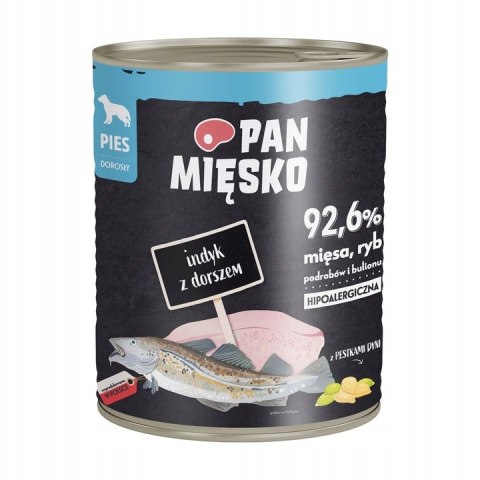 Pan Mięsko karma mokra dla psa Indyk z dorszem 800g