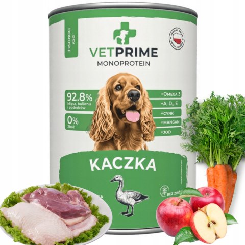 VetPrime Monobiałkowa Kaczka 12X400g karma mokra dla psa HYPOALERGICZNA