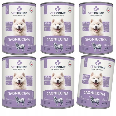 VetPrime Syta Micha Chef Pakiet Próbny 6x400 PAKIET Monoproteinowa JAGNIĘCI