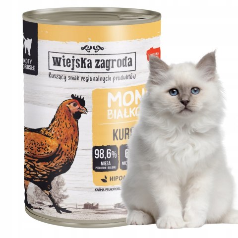 Wiejska Zagroda monobiałkowa kot PUSZKI dla kota mix SMAKÓW 6x400g KACZKA