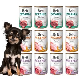 BRIT PATE MEAT 12X400 zestaw puszek dla psa Venison Lamb Turkey