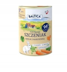Baltica mokra karma dla szczeniaka, królik z marchewką. Puszka 400g