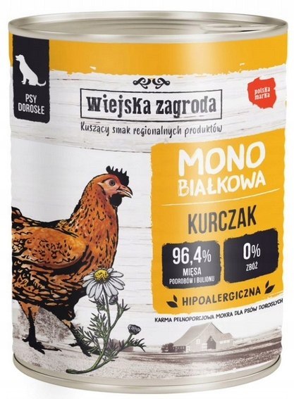Karma mokra dla psa Wiejska Zagroda Kurczak monoproteinowa 800 g