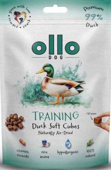 OLLO Przysmak dla psa AIR-DRIED TRAINING SOFT CUBES KACZKA 80g