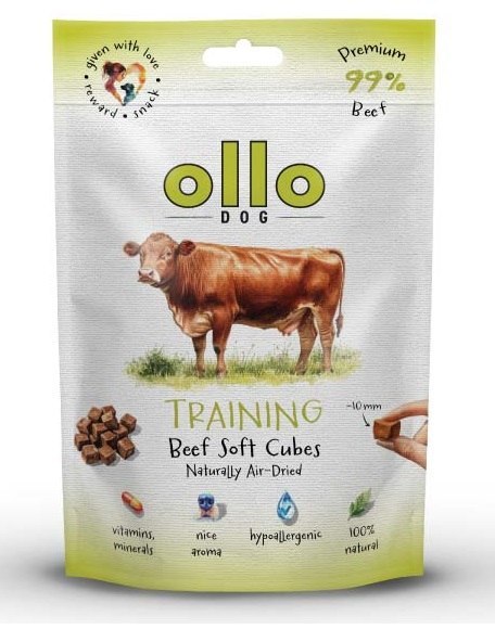 Ollo Air Dried BEEF Cubes Suszony Przysmak Treningowy Wołowina dla Psa 80g