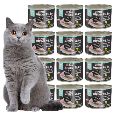 PAN MIĘSKO MORKA KARMA dla kota MIX SMAKÓW 12x200 KURCZAK Z DORSZEM