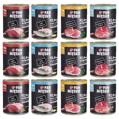 PAN MIĘSKO ZESTAW DLA PSA 12X800 MIX SMAKÓW INDYK Z JELENIEM WIEPRZOWINA