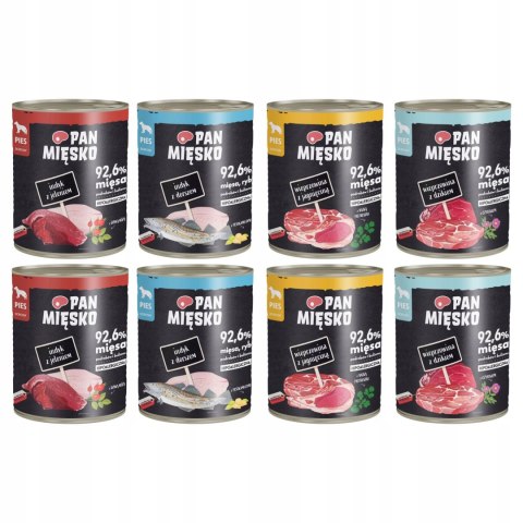 PAN MIĘSKO ZESTAW DLA PSA 8x800 MIX SMAKÓW INDYK Z JELENIEM WIEPRZOWINA