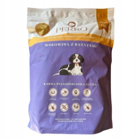 PERRO Karma Bezzbożowa Wołowina z Batatami Junior 1kg dla Psa