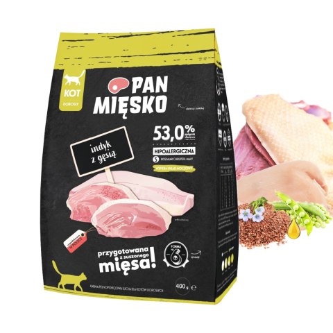 Pan Miesko Karma Sucha dla kota Indyk z gesia 400g