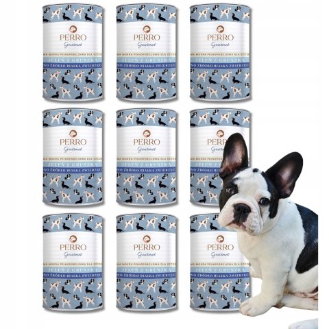 Perro Gourmet Monobiałkowa Karma Mokra Jeleń z Gruszką Junior 9x400g dla Ps