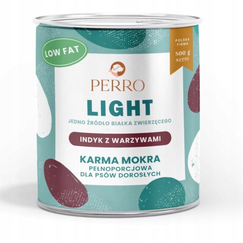 Perro Light Karma mokra Indyk z warzywami dla psów dorosłych 800g