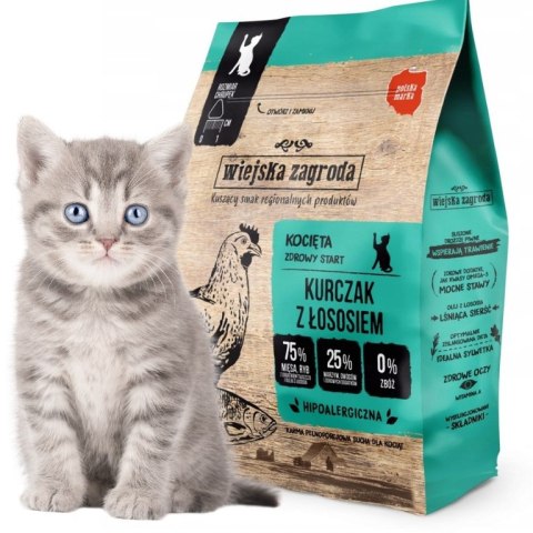 Wiejska Zagroda Karma dla kociaka Kurczak z Łososiem 1,6 kg