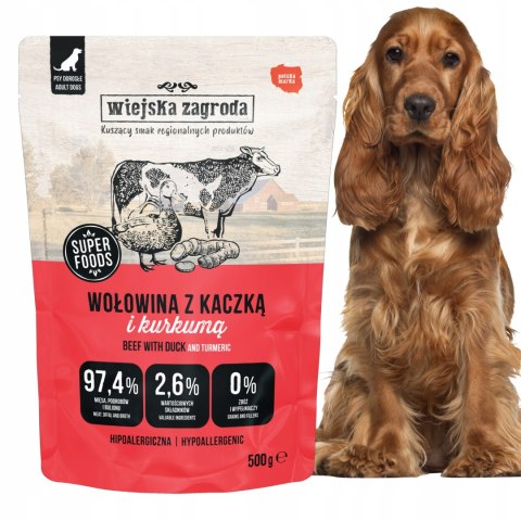 Wiejska Zagroda Karma mokra dla psa Wołowina z kaczką (dorosły) 500g