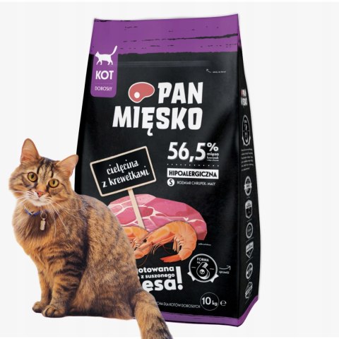 Pan Miesko CIELĘCINA Z KREWETKAMI 10KG KARMA KOT