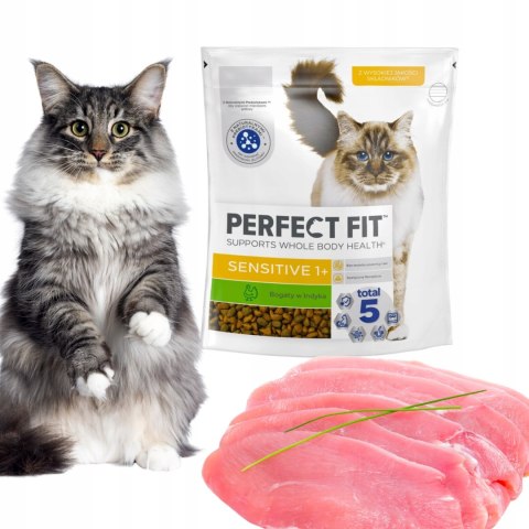 SUCHA KARMA PERFECT FIT SENTSITVIE 1+ INDYK DLA WRAŻLIWYCH KOTÓW 750G