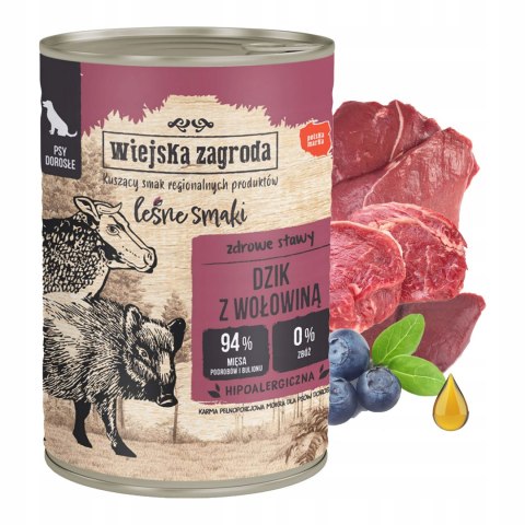 Wiejska Zagroda Dzik z wołowiną 400g Leśne smaki